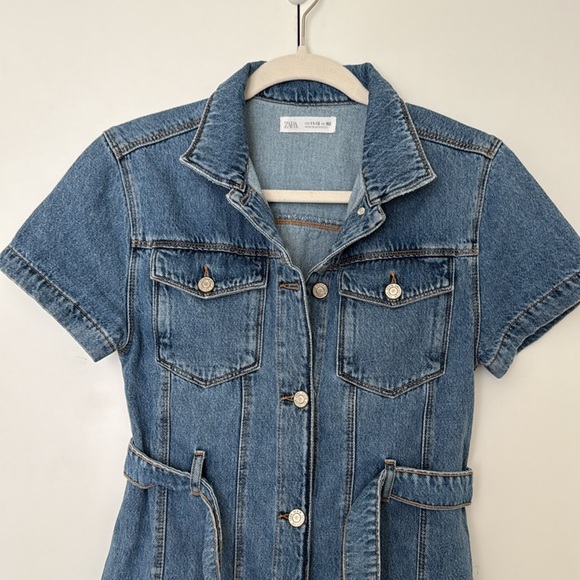 ZARA Kids Girl Denim Shirt Dress 11-12 - Picture 3 of 4